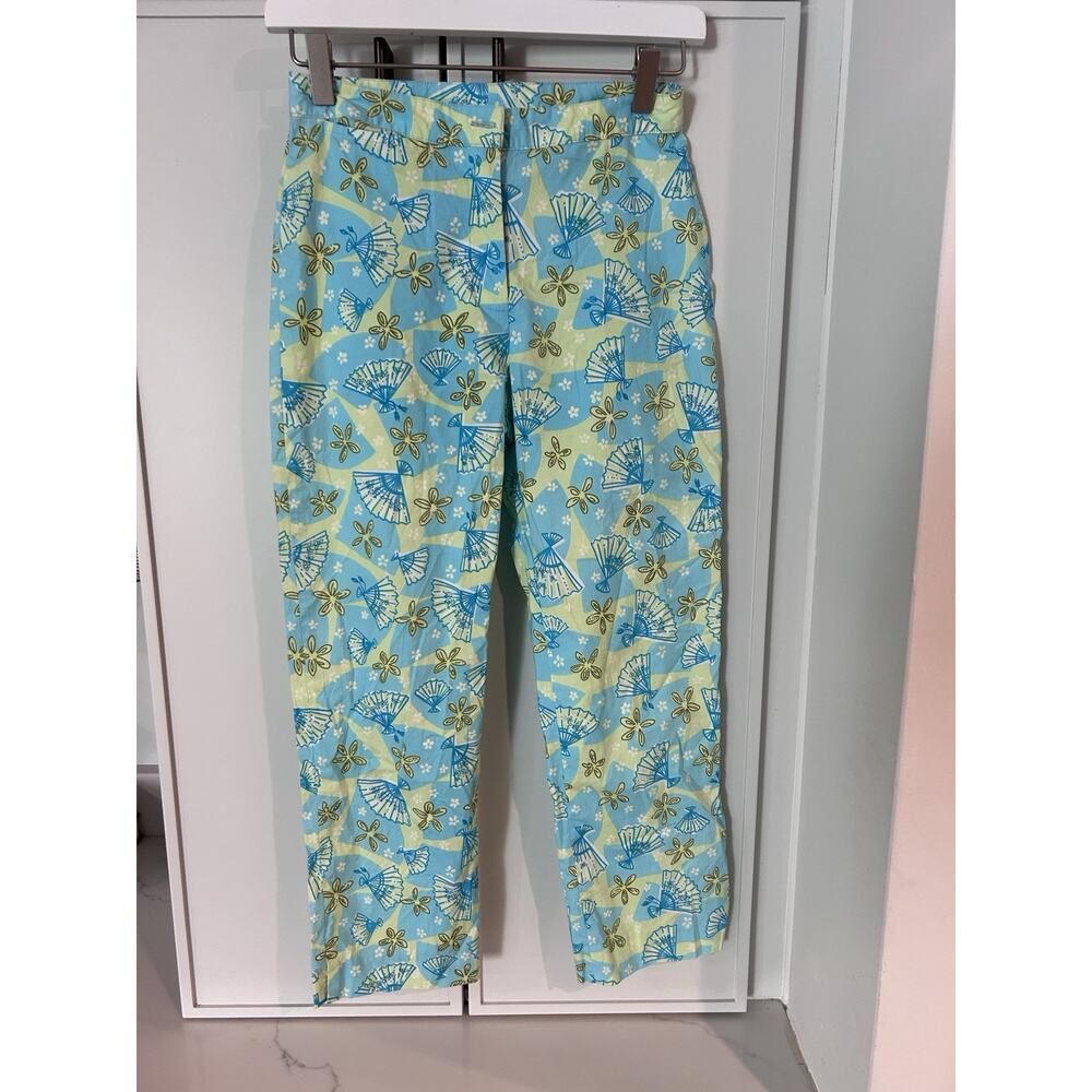 Lilly Pulitzer Women’s Capri Pants Size 0 Blue Fan Japanese Lightweight #1481